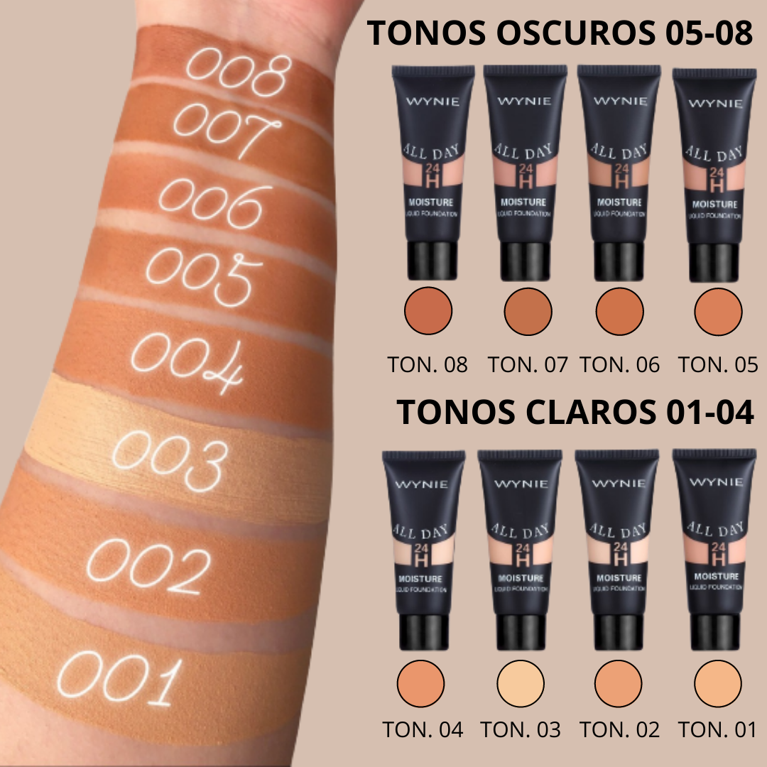 Conjunto de 4 Bases de Maquillaje ALLDAY™ - Matte 24H - 4x40ml