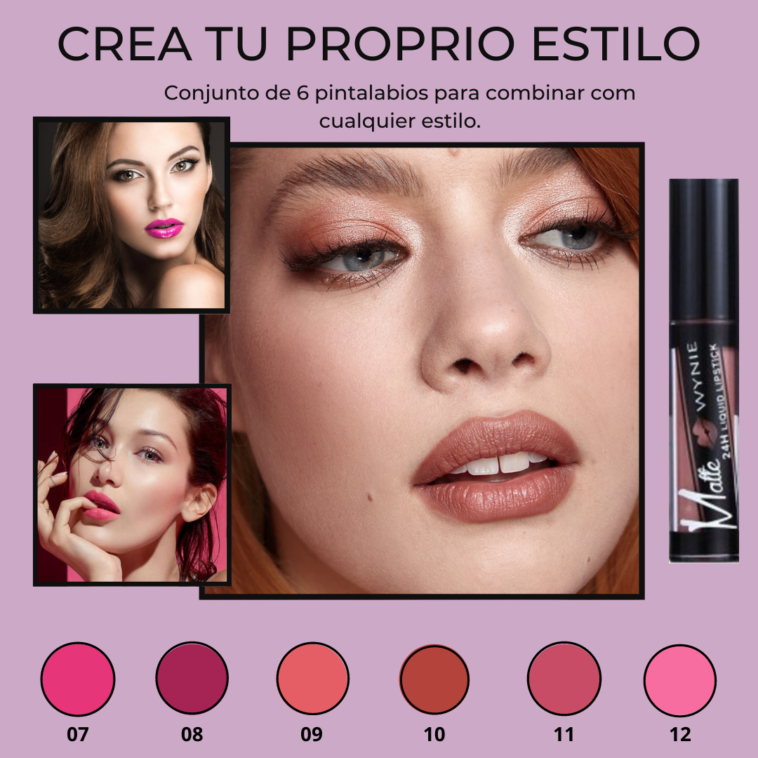 MATTE24™ -  Conjunto PREMIUM de 6 Lip Gloss Permanentes