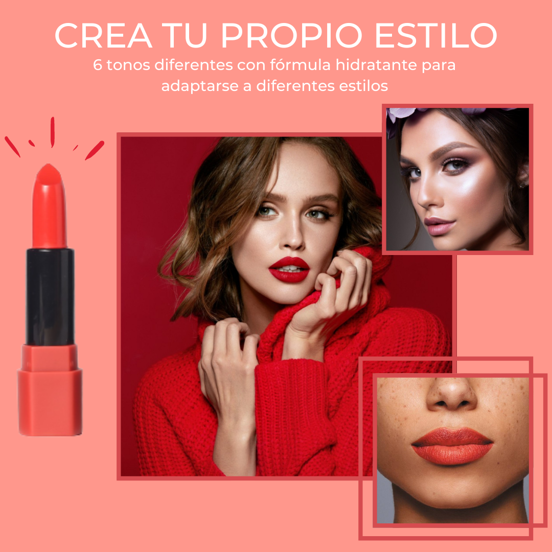 Conjunto de 6 Pintalabios con Fórmula Hidratante en Tonalidades Rosa Nude - CREMOSA™