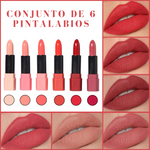 Conjunto de 6 Pintalabios con Fórmula Hidratante en Tonalidades Rosa Nude - CREMOSA™