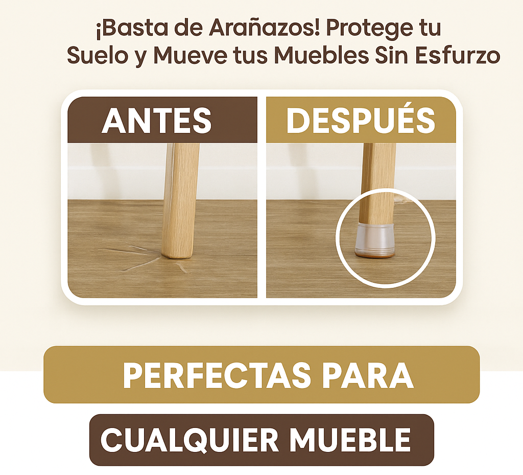 MOVEFLEX™ – FUNDA DE SILICONA PARA PATAS DE MUEBLES (PROTEGE CONTRA ARAÑAZOS Y RUIDOS)