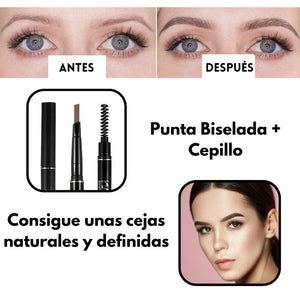 EasyBrow® - Pack de 3 Lápices de Cejas con Brocha Difuminadora